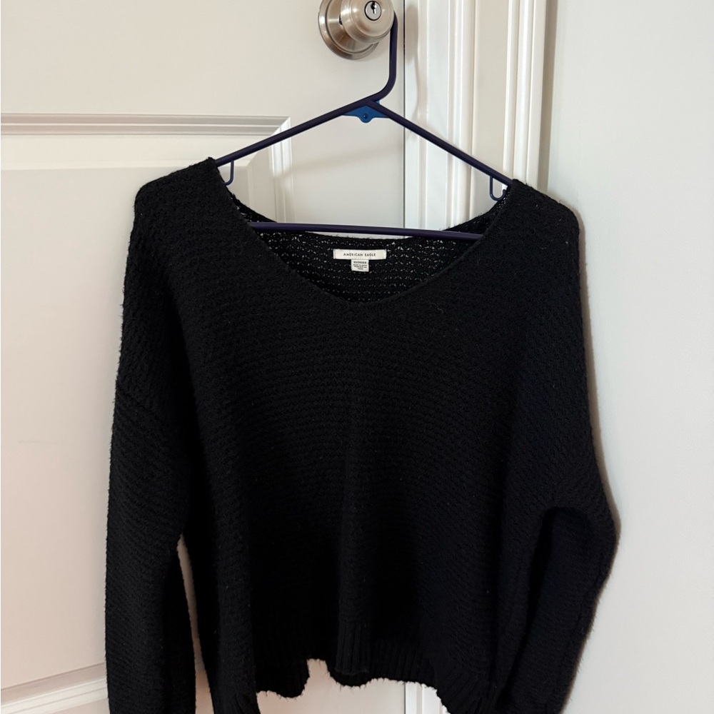 American Eagle Outfitters Black V-Neck Sweater